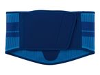 Blue back support belt with adjustable straps and textured panels