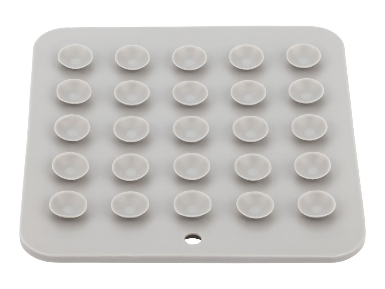 Grey silicone suction cup pad with a hanging hole
