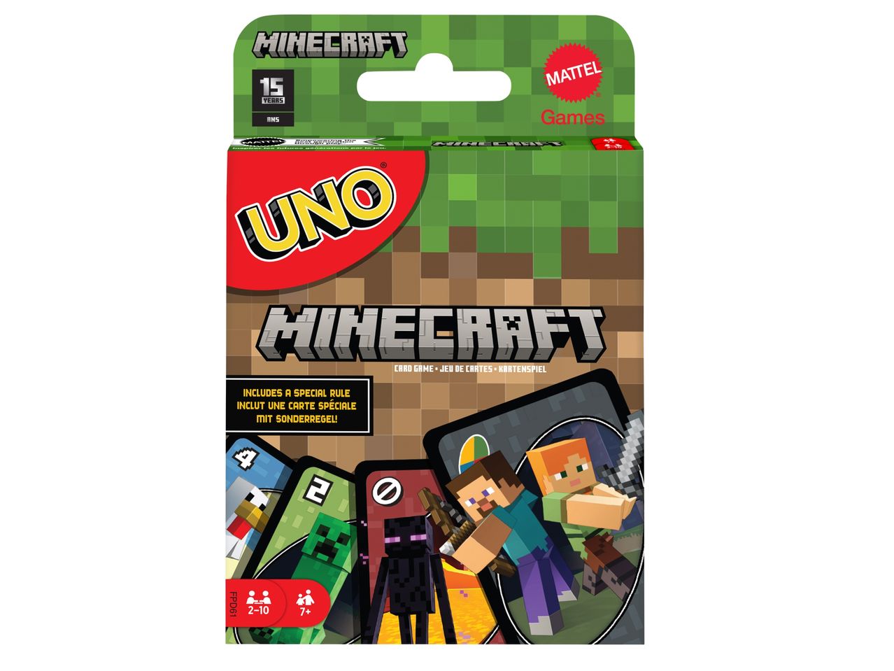 Scatola di gioco di carte UNO Minecraft.