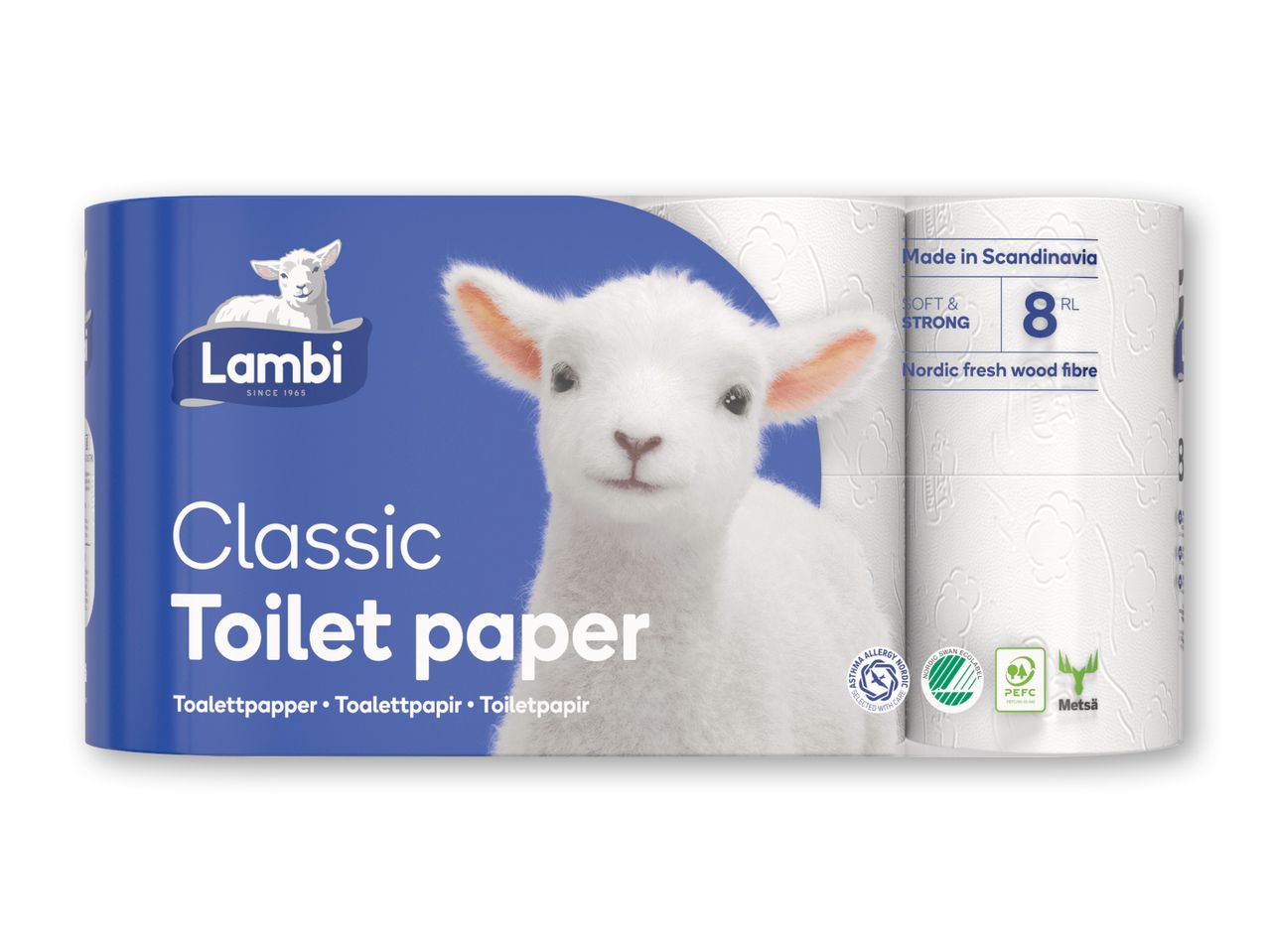 Lambi Classic toiletpapir, blødt og miljøvenligt.