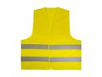 Gul sikkerhedsvest med to vandrette reflekterende striber.