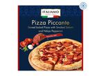 A box of Italiamo Pizza Piccante, a frozen pizza with smoked salami and Nduja pepperoni.