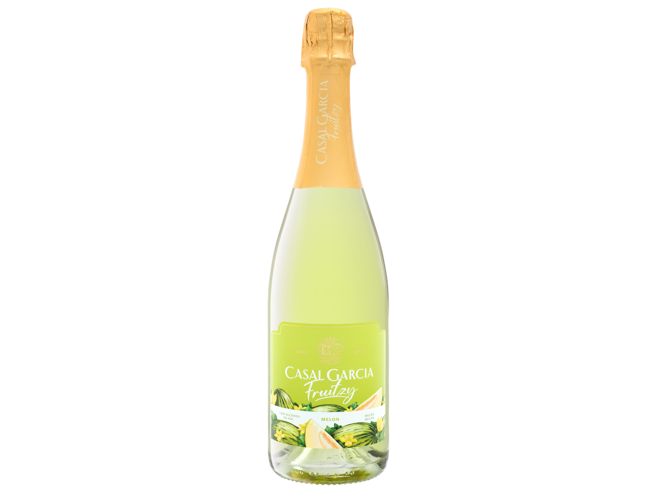 Casal Garcia Fruitzy Melão, um vinho espumante com baixo teor alcoólico.