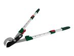Adjustable bypass loppers with green and red accents, ideal for pruning branches.