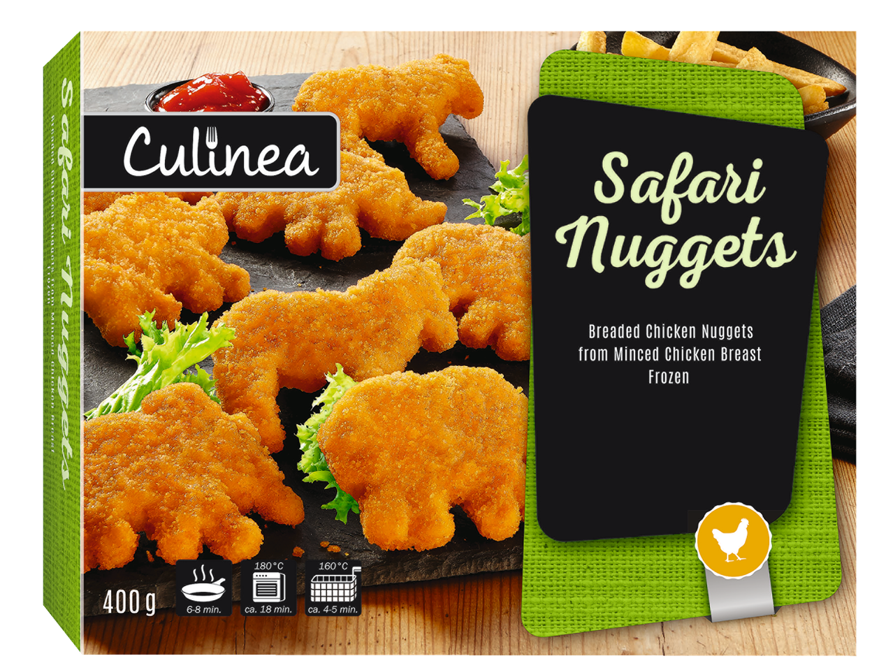 Culinea: Šaldyti Safari vištienos kąsneliai, gyvūnų formos.