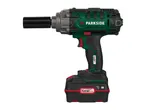 PARKSIDE X 20V TEAM cordless impact wrench with a black socket attached