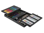 CRELANDO® meno rinkinys su spalvotais pieštukais, žymekliais, dažais ir priedais.