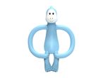Light blue monkey-shaped baby teether with a smiling face.