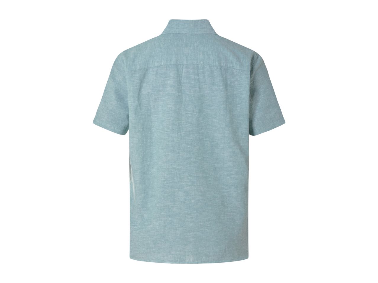A light blue denim short-sleeved shirt.