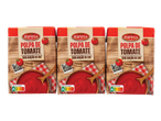 Três embalagens de Polpa de Tomate Baresa, sem adição de sal.