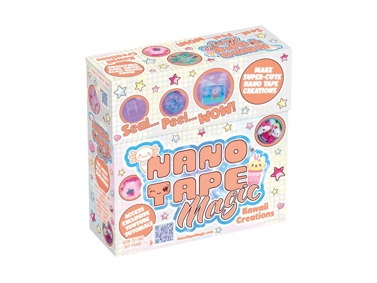 A Nano Tape Magic craft kit box featuring cute characters and instructions for making creations.