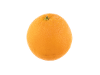 A single, ripe orange isolated on a black background.