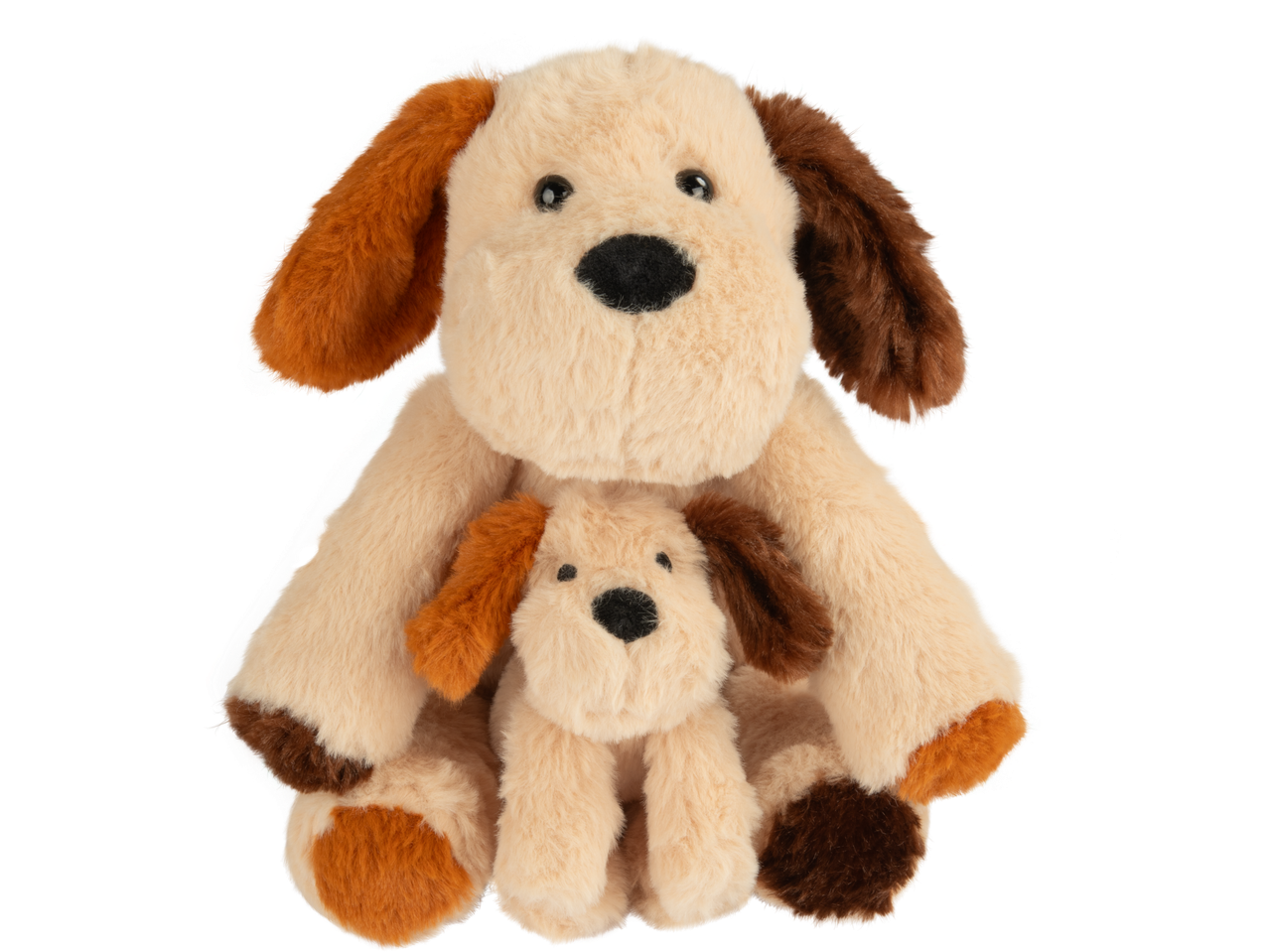 Lupilu Mom and Baby Plush Toys: Two plush dog toys, one large and one small.