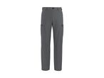 Dark grey men's cargo trousers with side pockets and a black button closure.