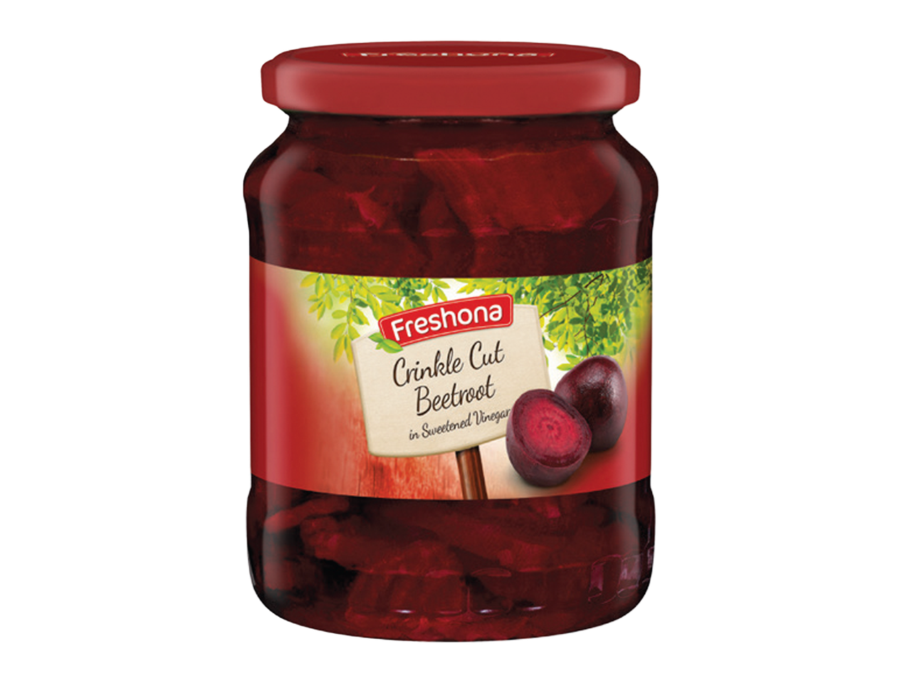 Tegla cvekle isečene na talasaste kriške u zaslađenom sirćetu