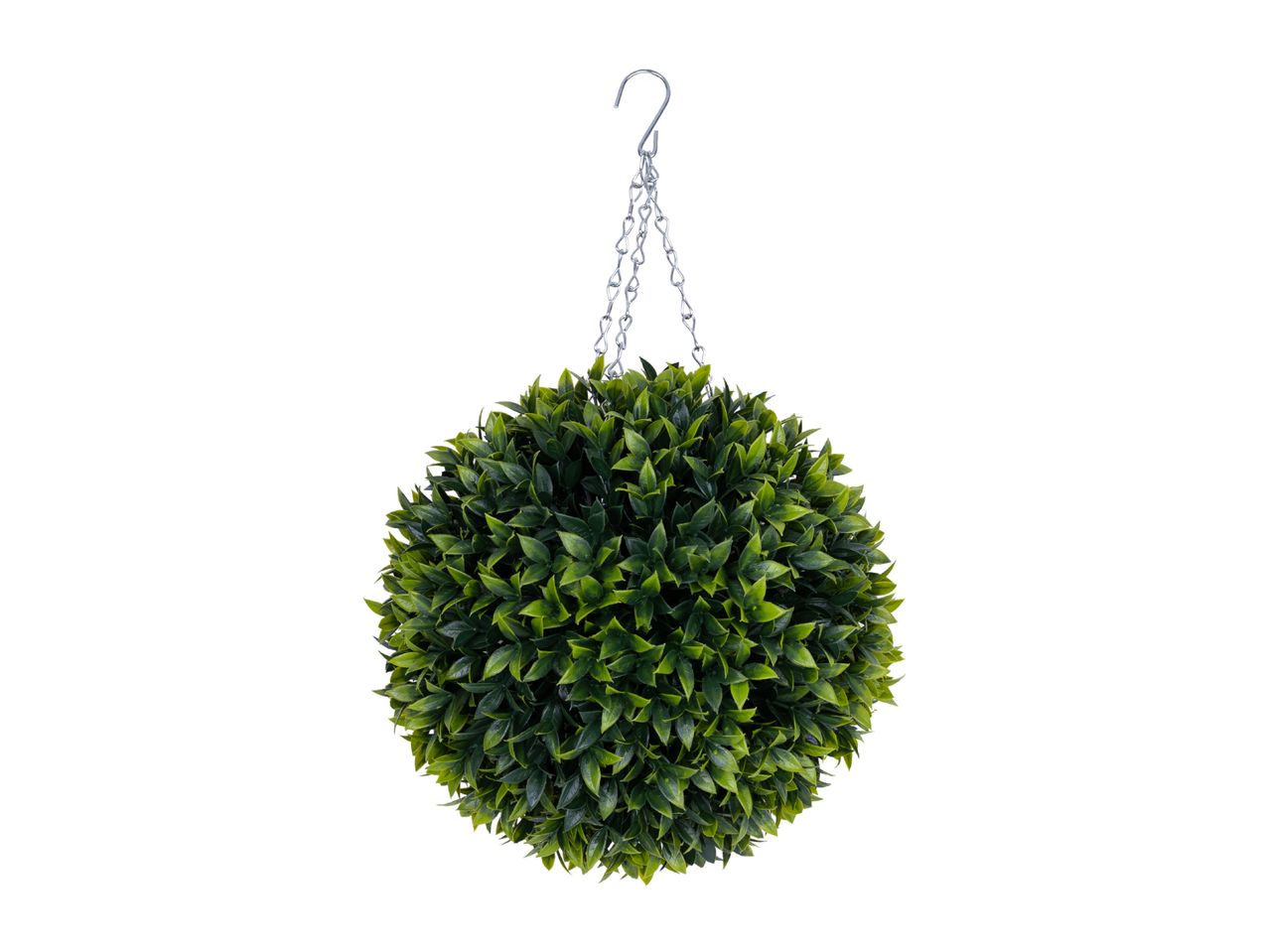 Artificial boxwood topiary ball with hanging chain