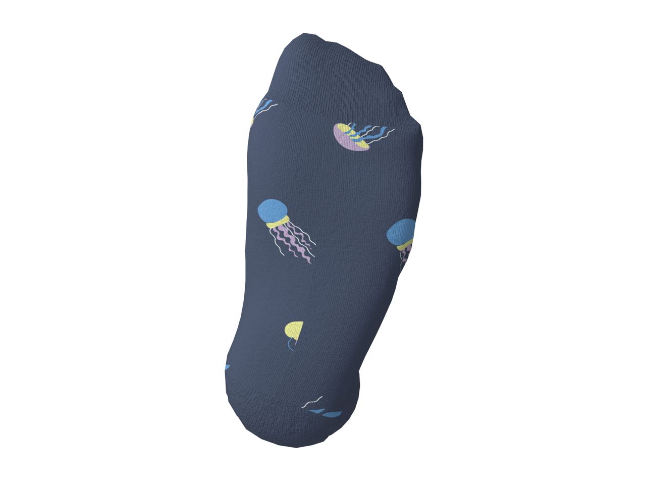 Dark blue sock with colorful jellyfish pattern