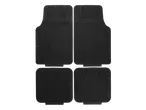 Conjunto de quatro tapetes de carro de borracha pretos com design ondulado antiderrapante.