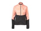 Orange and black athletic jacket with a subtle striped pattern on the orange sections.