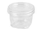 A clear plastic jar with a lid.