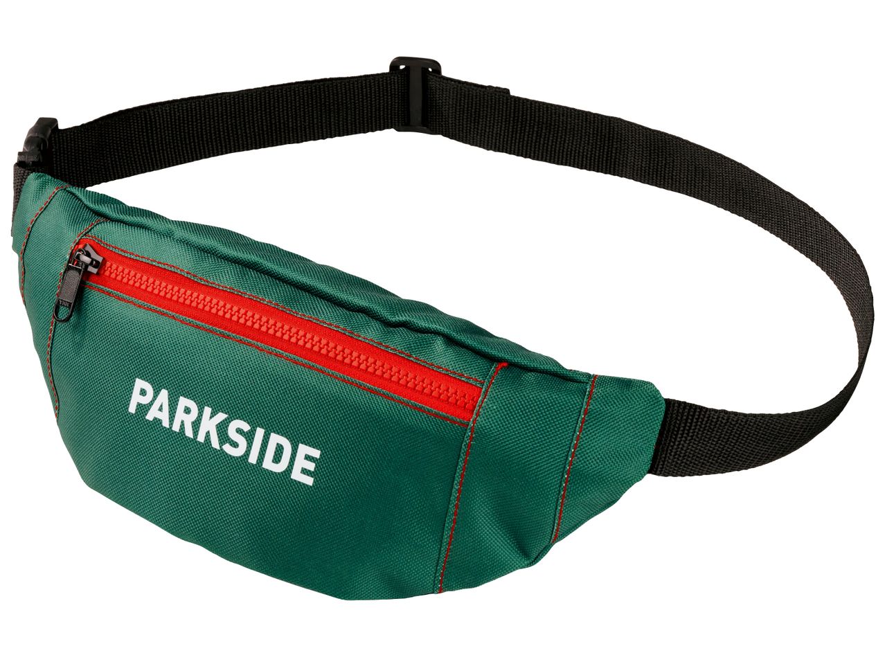 Зелена чанта за кръста Parkside® с червен цип.