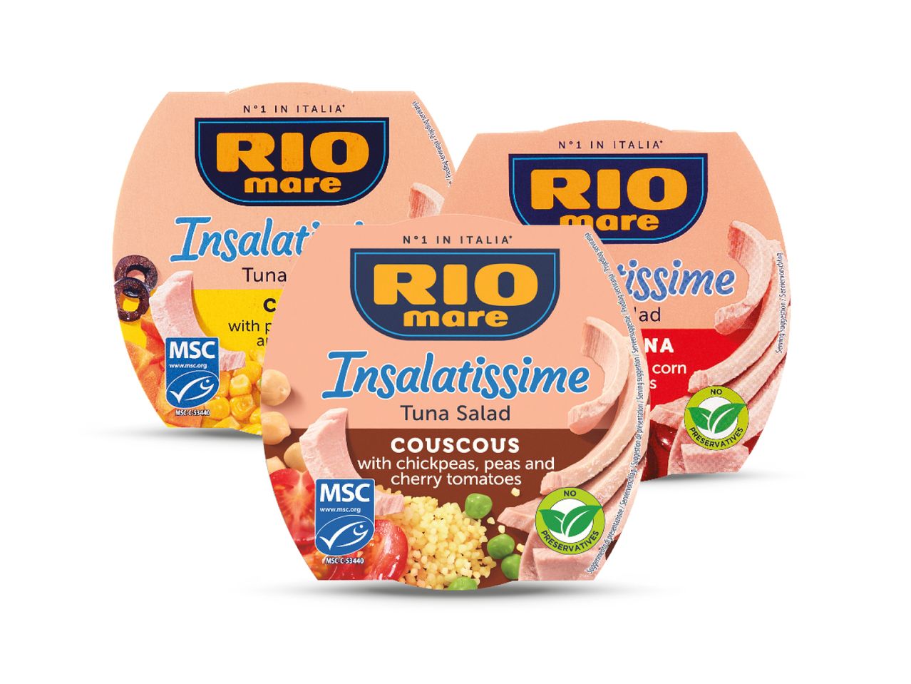 Tri posudice Rio Mare paštete s različitim okusima.