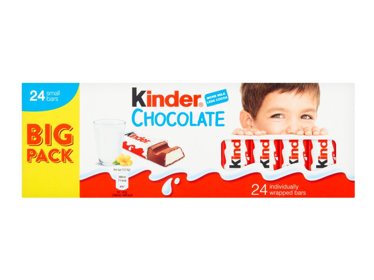 A packet of Kinder Chocolate on a white background 