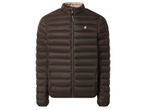 Кафяво мъжко подплатено яке с цип и лого на гърдите.