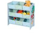 LIVARNO Daiktų laikymo lentyna: estante de brinquedos com 9 caixas de tecido e decorações de quinta.