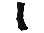 A single black crew sock shown from a front-three-quarter angle on a white background.