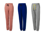 Drei Jogginghosen in Rosa, Blau und Grau mit Kordelzug