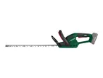Cordless hedge trimmer with a long blade and a battery pack