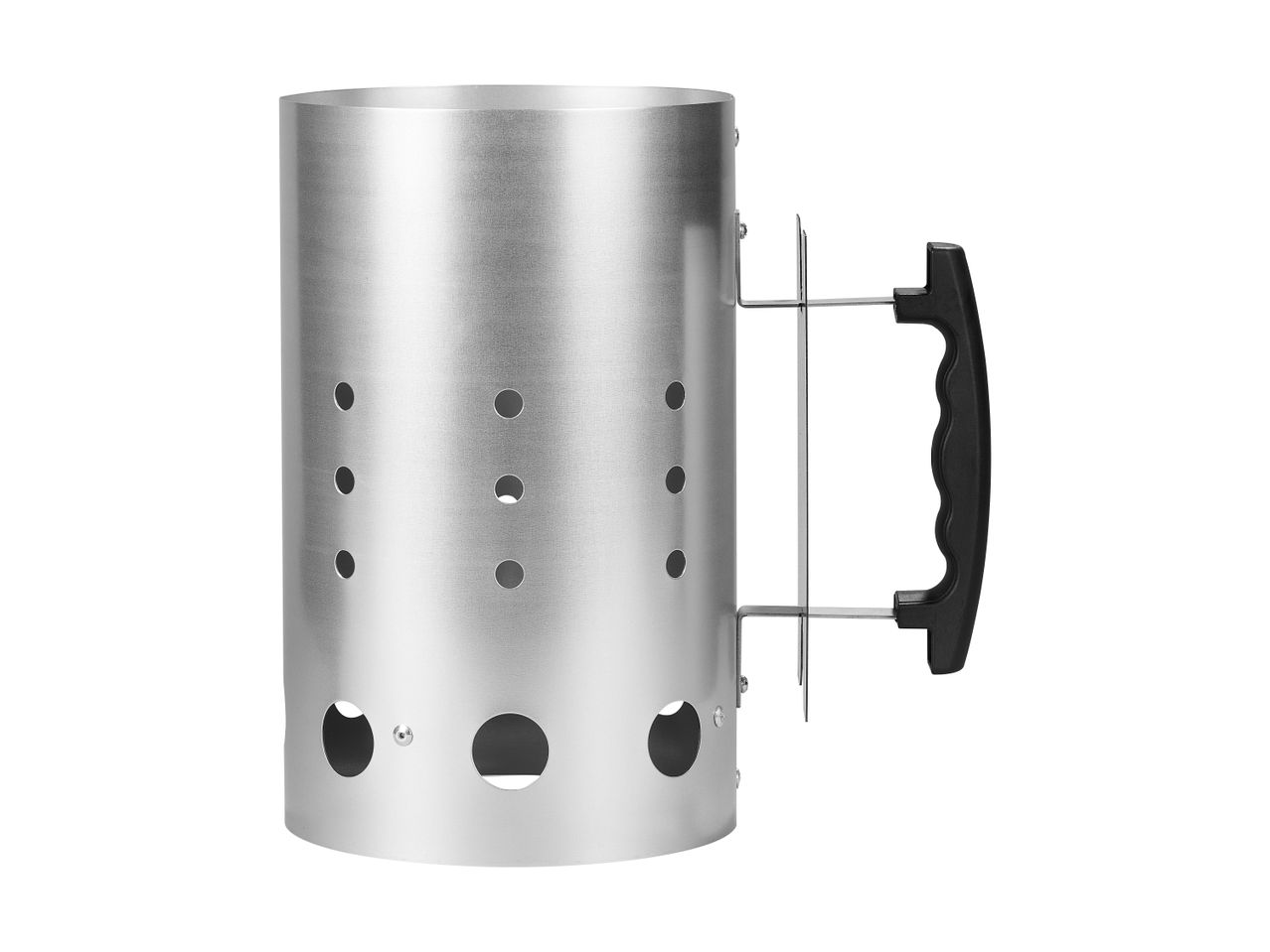 Kulstarter i metal med sort håndtag og ventilationshuller.