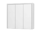 Ein weißer Kleiderschrank mit drei Türen.