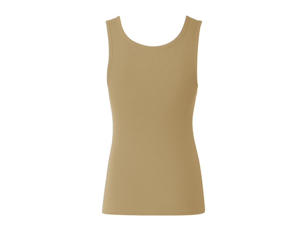 A beige sleeveless undershirt.