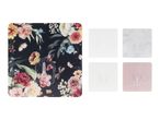 Self-adhesive wall hooks in floral, marble, patterned and plain white designs.