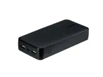 Fekete Tronic márkájú power bank két USB-porttal és egy USB-C porttal.