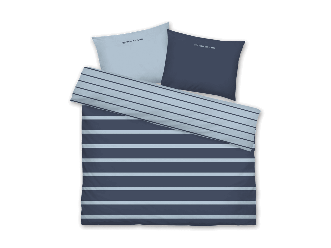 Tom Tailor Bettwäsche-Set in Blau und Hellblau mit Streifenmuster