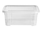 Clear plastic storage box with lid