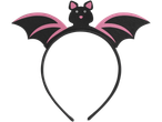 A black and pink bat-themed Halloween headband for kids.