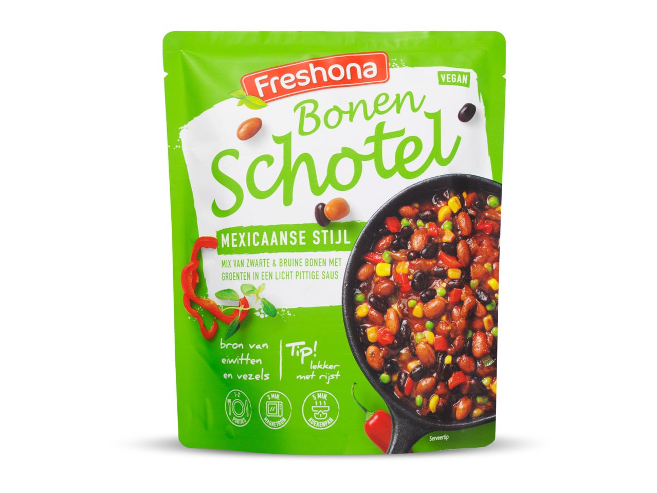 Freshoma Bonen Schotel: Vegan Mexicaanse bonenschotel.