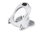 A silver egg slicer resembling a lyre.