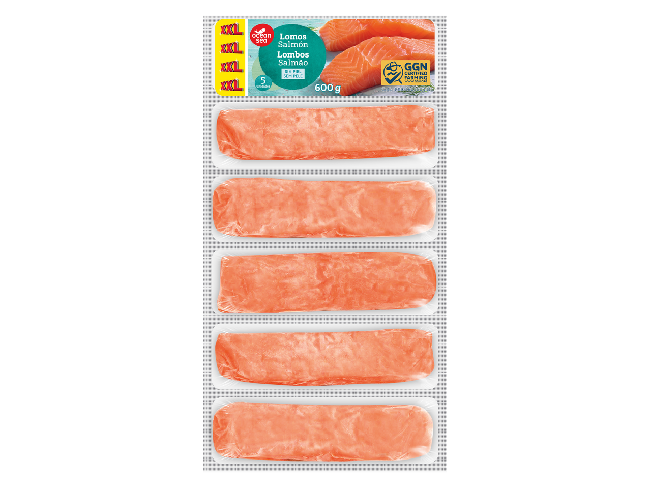 Pacote de filetes de salmão Ocean Sea, 5 XXL, 600g.