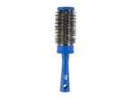 A Cien Beauty blue round hairbrush with black bristles.