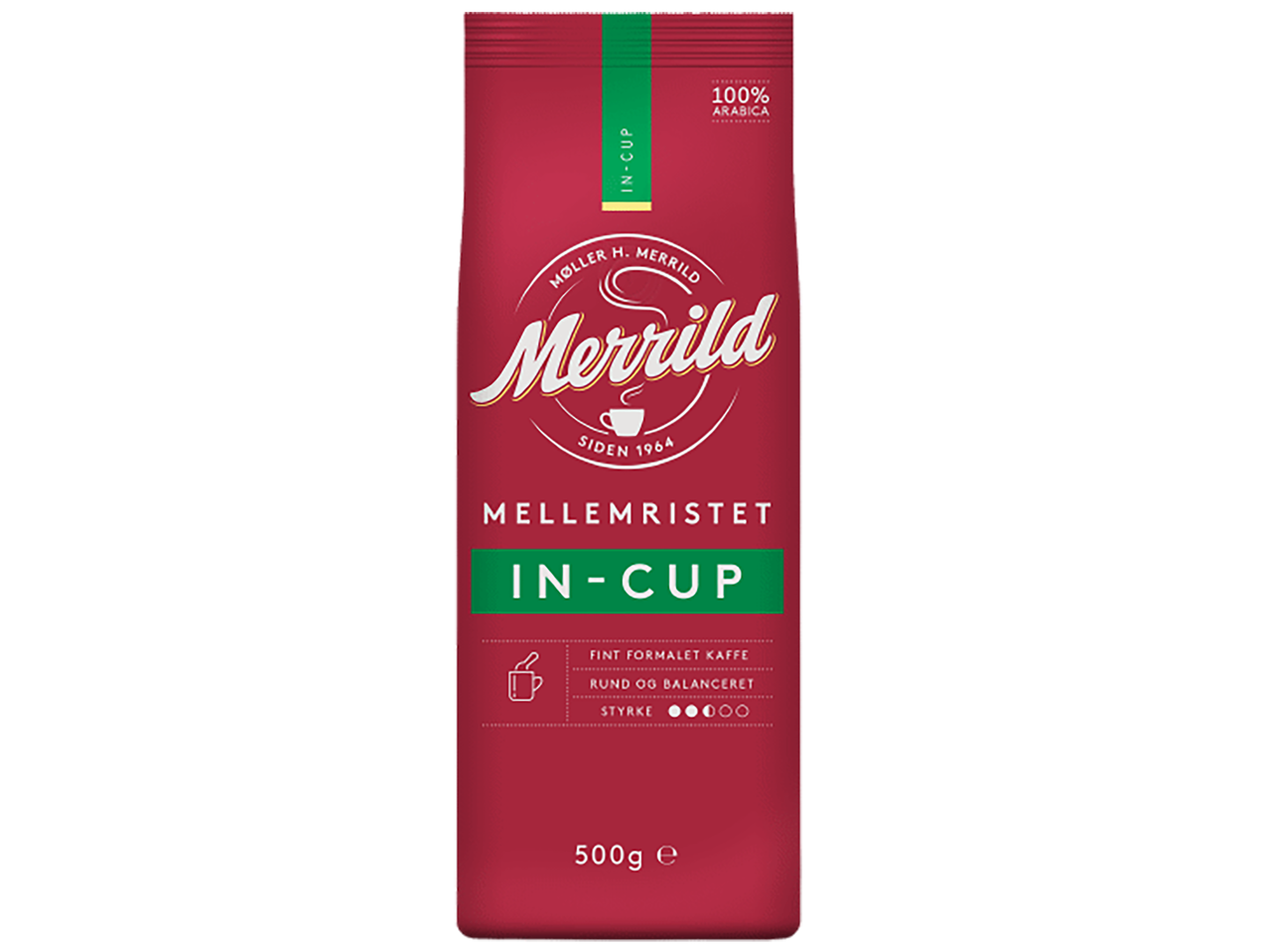Merrild In-Cup malta kava, 500g pakuotė.