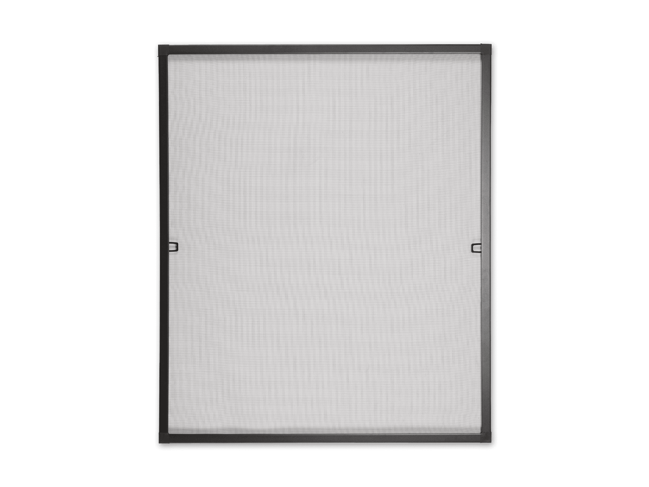 Fliegengitter für Fenster oder Türen mit schwarzem Rahmen und Griffen