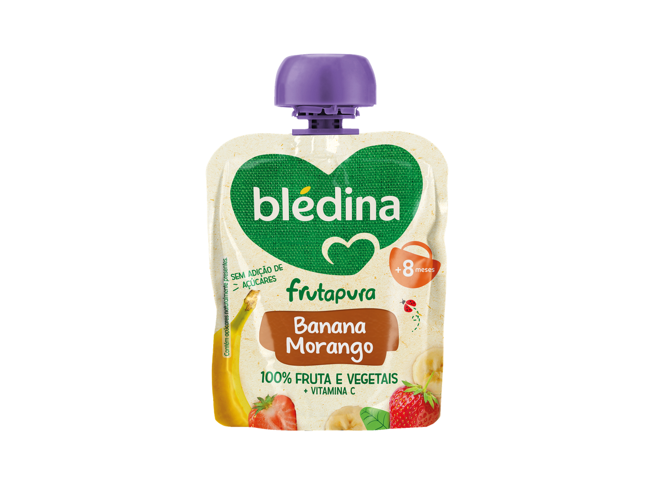 Saqueta Blédina Frutapura Banana Morango para bebés a partir dos 8 meses