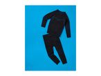 Black thermal underwear set with blue accents on a blue background