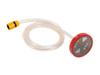 Clear hose with yellow connector and red filter