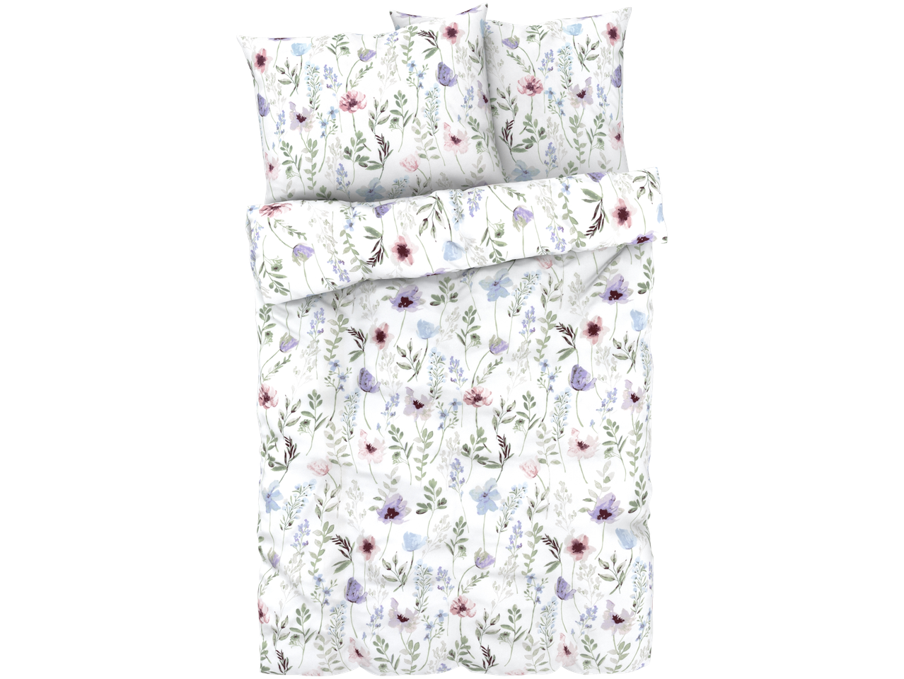 Floral bedding set: sheets and pillowcases with a romantic design.
